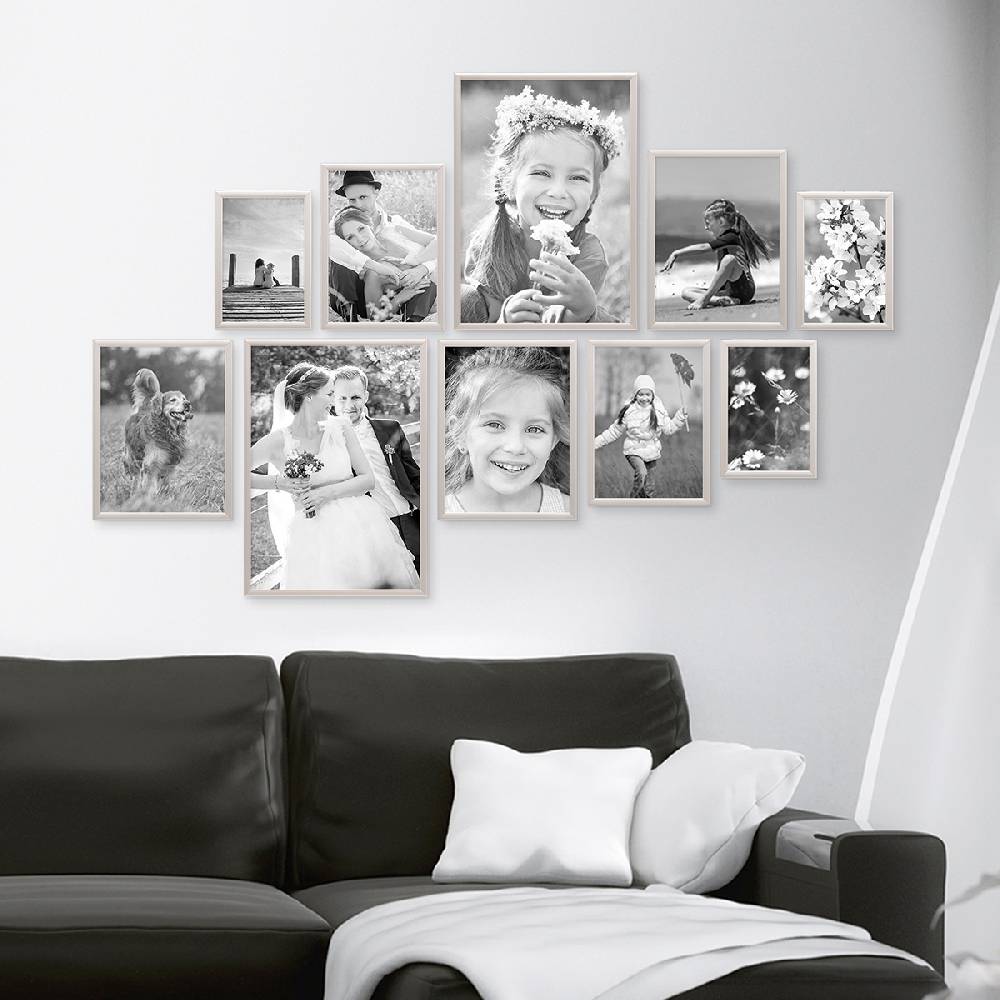 Photolini 10er Set Alu-Bilderrahmen Modern Silber Aluminium-Rahmen Versandkostenfrei