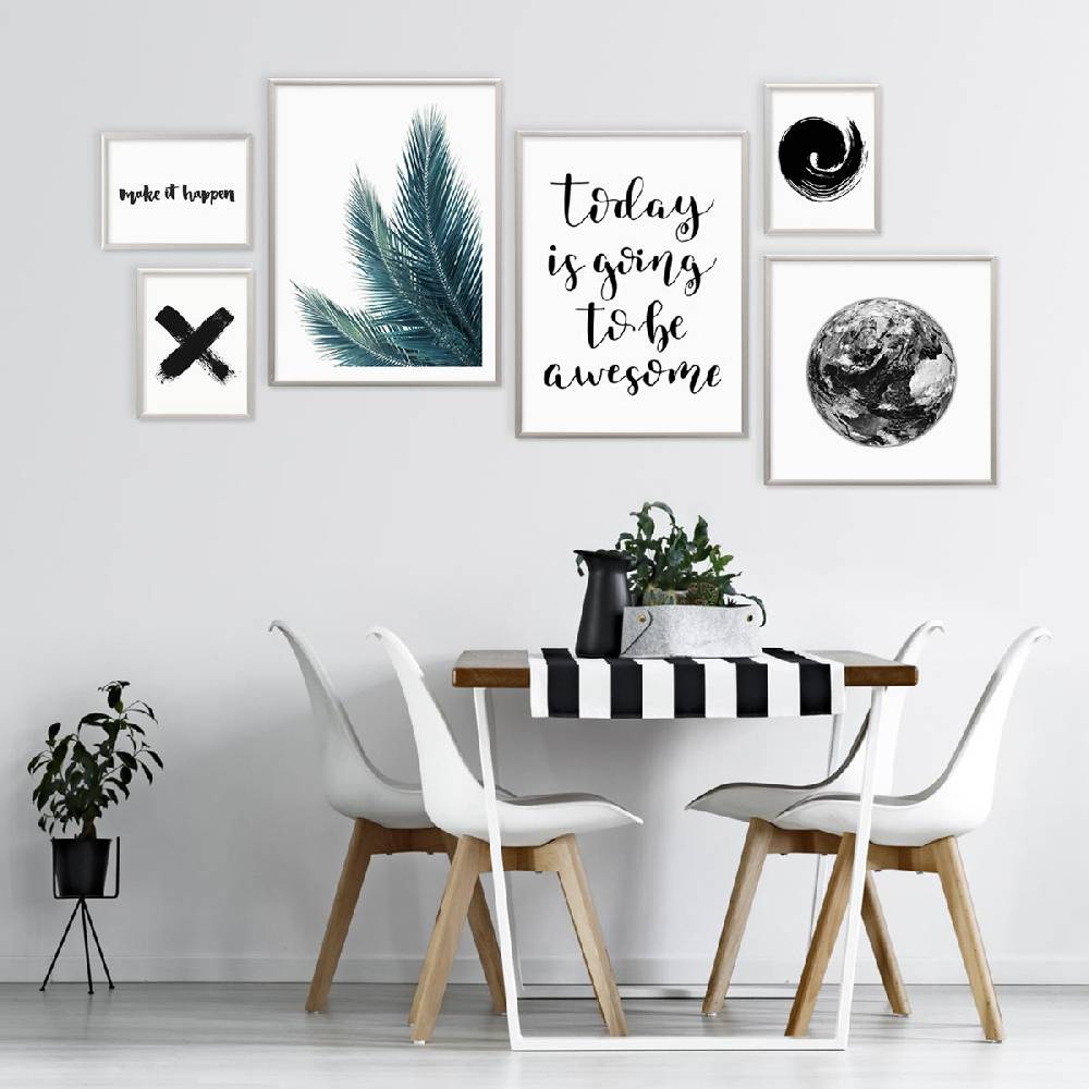 Photolini 6er Set Alu-Bilderrahmen Modern Silber Aluminium-Rahmen mit Acrylglas