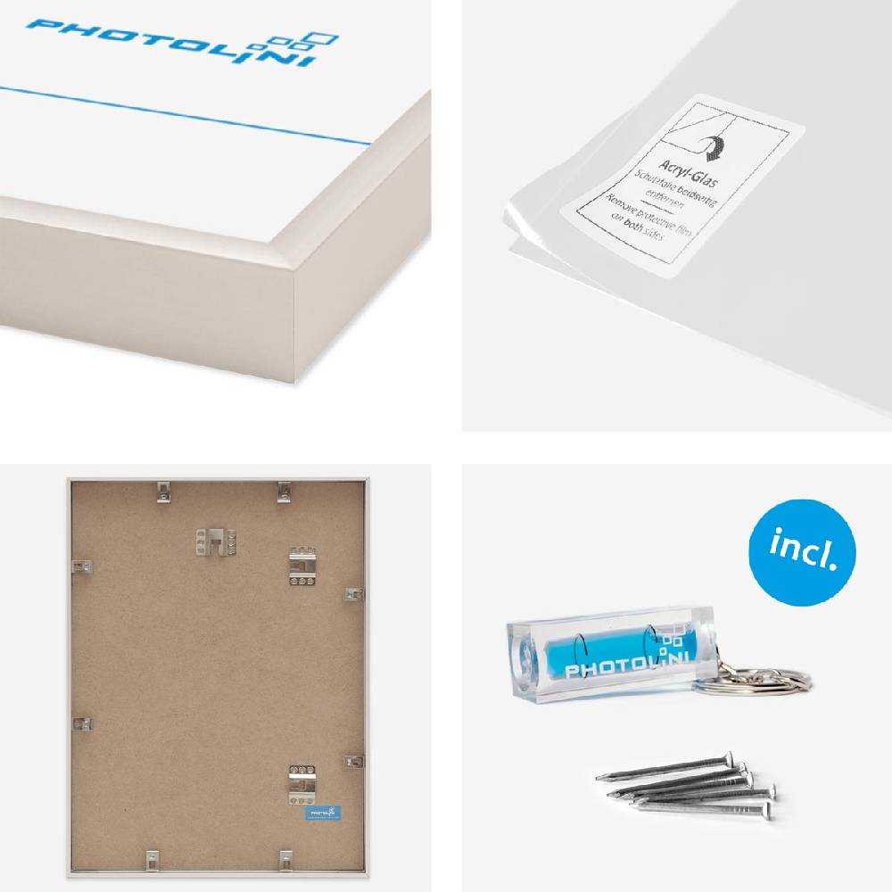 Photolini 6er Set Alu-Bilderrahmen Modern Silber Aluminium-Rahmen mit Acrylglas Großer Ausverkauf