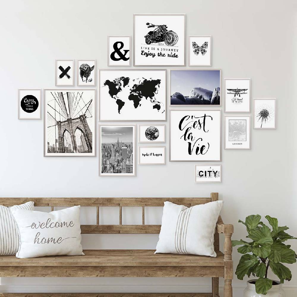 Photolini 17er Set Alu-Bilderrahmen Modern Silber Aluminium-Rahmen Online Shopping
