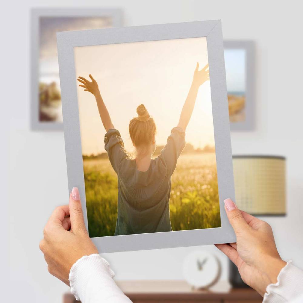 Photolini 3er Bilderrahmen-Set 21x30 cm DIN A4 Modern Silber MDF Basic Collection | Acrylglas Osterangebot
