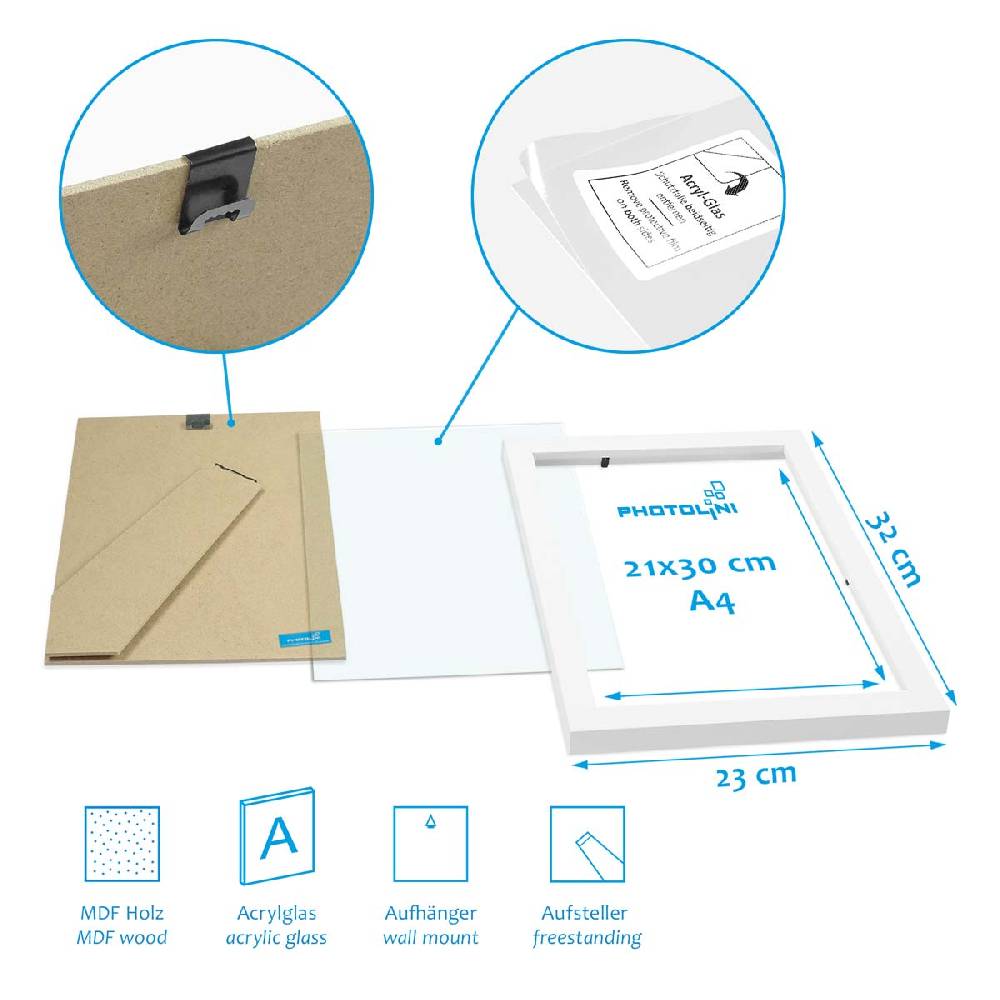 Photolini 15er Bilderwand Treppenhaus - Bilderrahmen-Set Modern Weiß aus MDF Neueste Mode