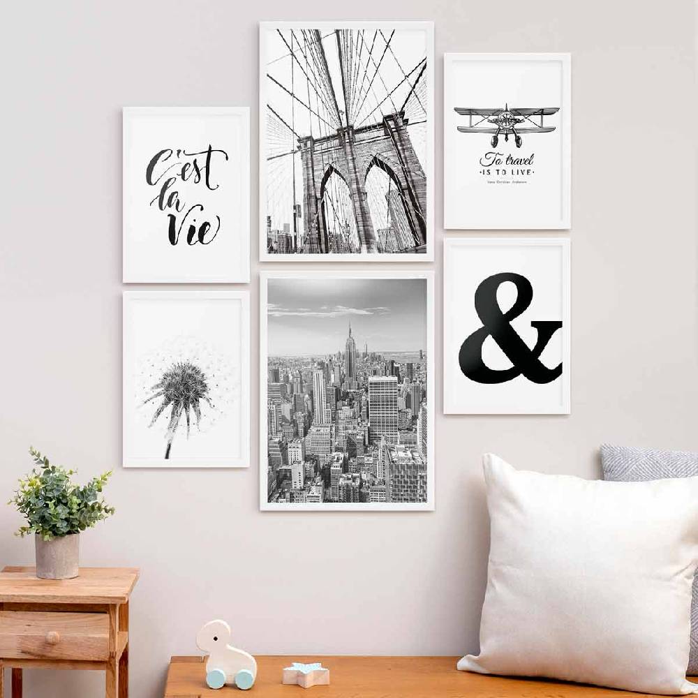 Photolini 6 Bilderrahmen Weiß 2x 30x42 und 4x 21x30 cm / DIN A4 Modern MDF mit Acrylglas