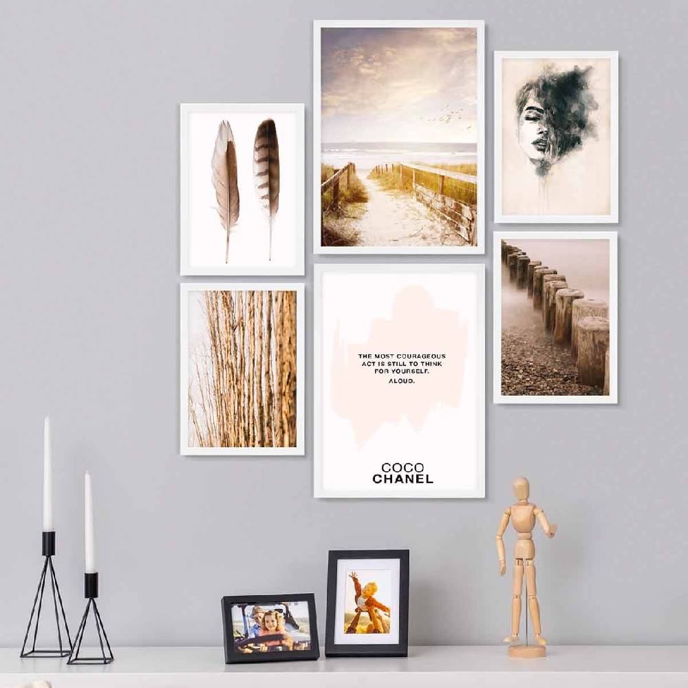 Photolini 6 Bilderrahmen Weiß 2x 30x42 und 4x 21x30 cm / DIN A4 Modern MDF mit Acrylglas Online Outlet