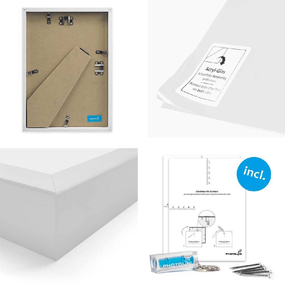 Photolini 12er Set Bilderrahmen Holz, Weiß mit Passepartout Zeitlich begrenztes Angebot