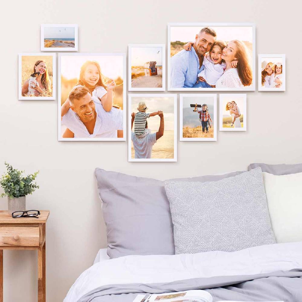 Photolini 9er Bilderrahmen-Set Modern Weiß aus MDF Neuheiten