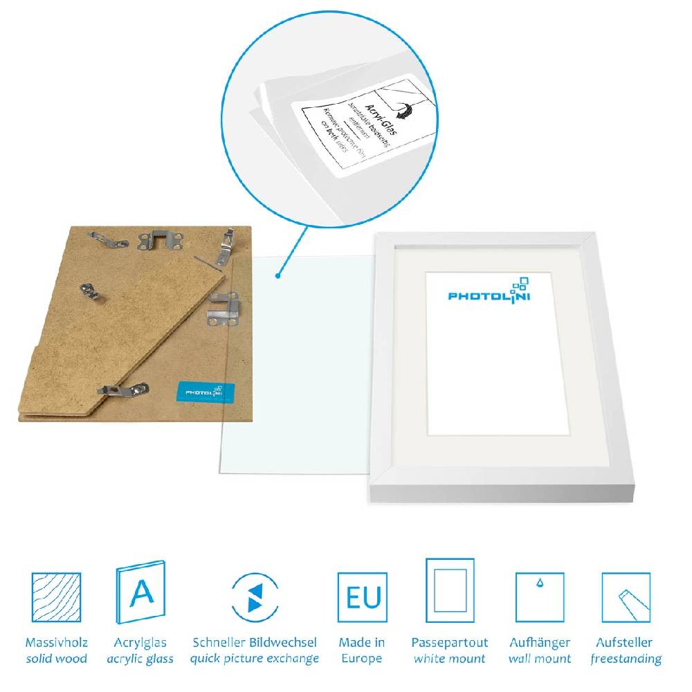 Photolini 9er Set Bilderrahmen Holz, Weiß mit Passepartout Bestseller
