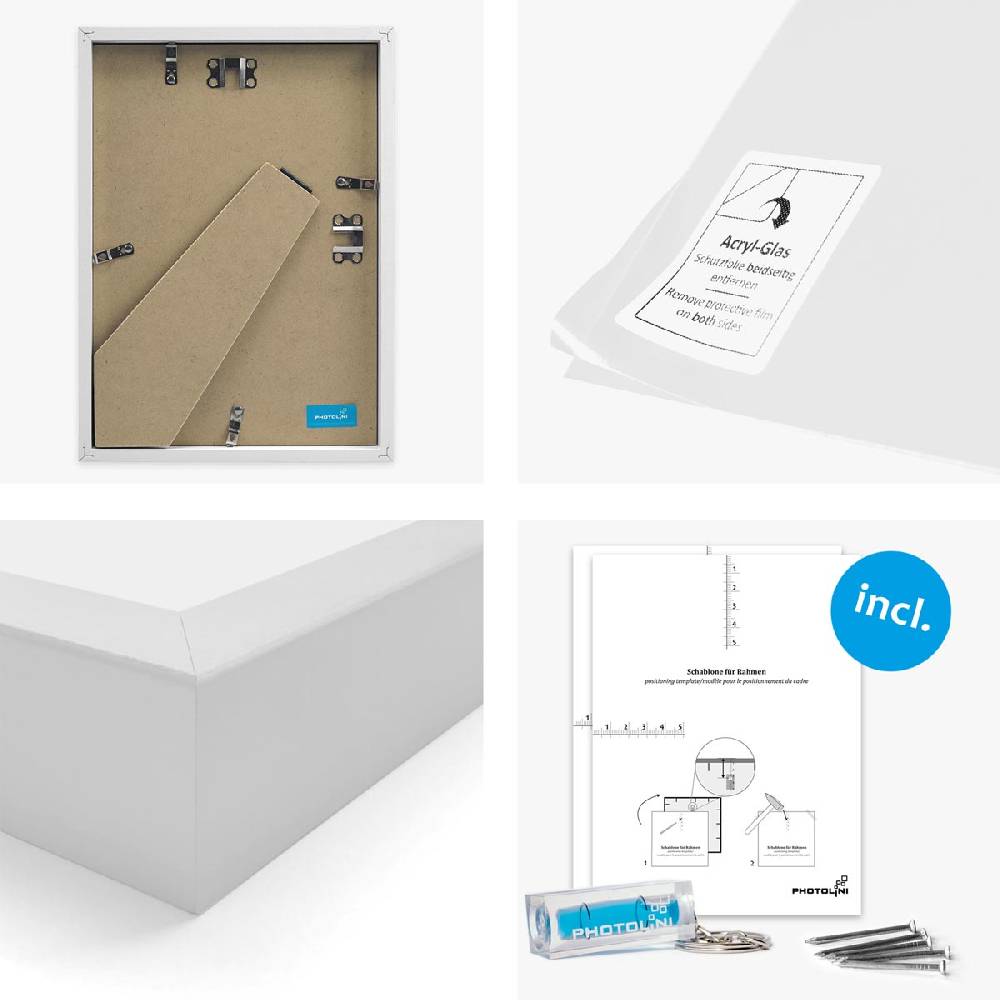 Photolini 9er Set Bilderrahmen Holz, Weiß mit Passepartout Bestseller