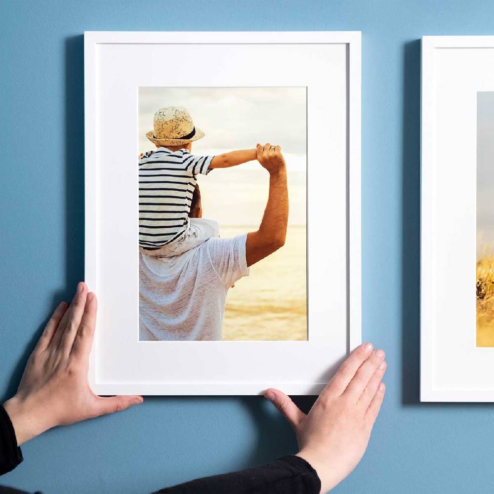 Photolini 6er Bilderrahmen-Set Weiß 30x40 cm mit Passepartout Massivholz mit Acrylglasscheibe Saisonale Angebote