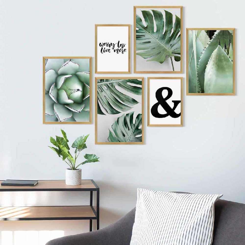 Photolini 6 Bilderrahmen Gold 4x 30x42 und 2x 21x30 cm / DIN A4 Modern MDF mit Acrylglas