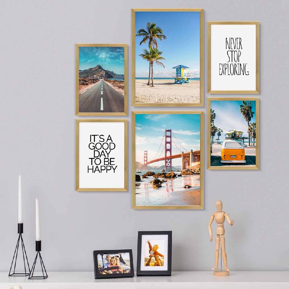Photolini 6 Bilderrahmen Gold 2x 30x42 und 4x 21x30 cm / DIN A4 Modern MDF mit Acrylglas Zeitbegrenzte Promotion