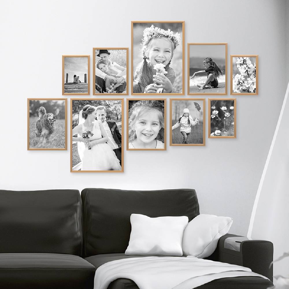 Photolini 10er Set Alu-Bilderrahmen Modern Gold Aluminium-Rahmen Bis zu 60% Rabatt