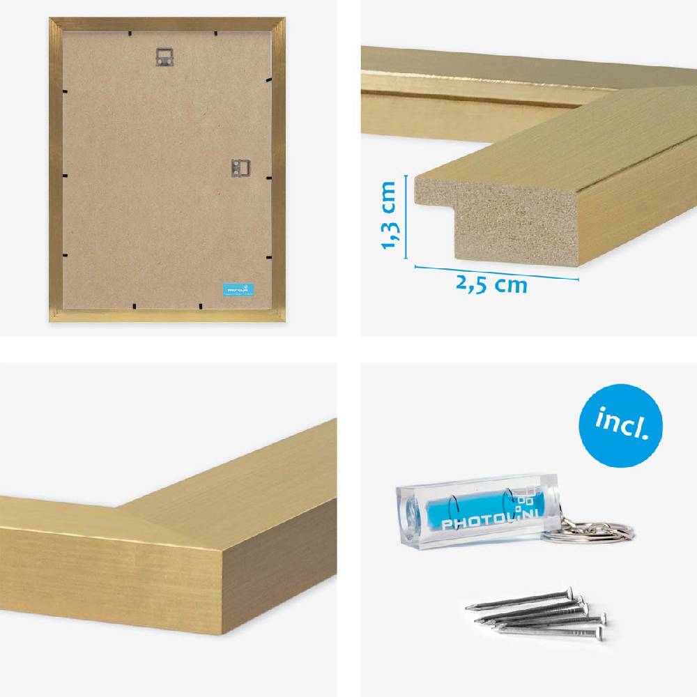 Photolini 3er Bilderrahmen-Set 30x40 cm Modern Gold MDF Basic Collection | Acrylglas Bis zu 55% Rabatt
