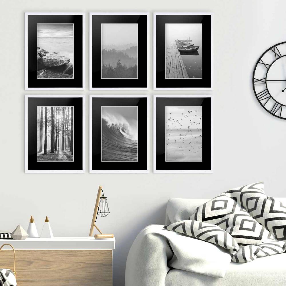 Photolini 5x Passepartout Schwarz Kostenloser Versand international