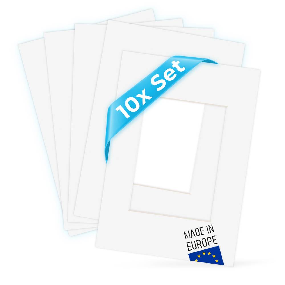 Photolini 10x Passepartout Reinweiß