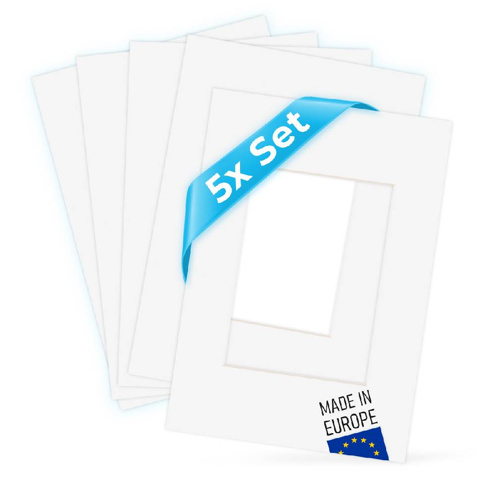 Photolini 5x Passepartout Reinweiß