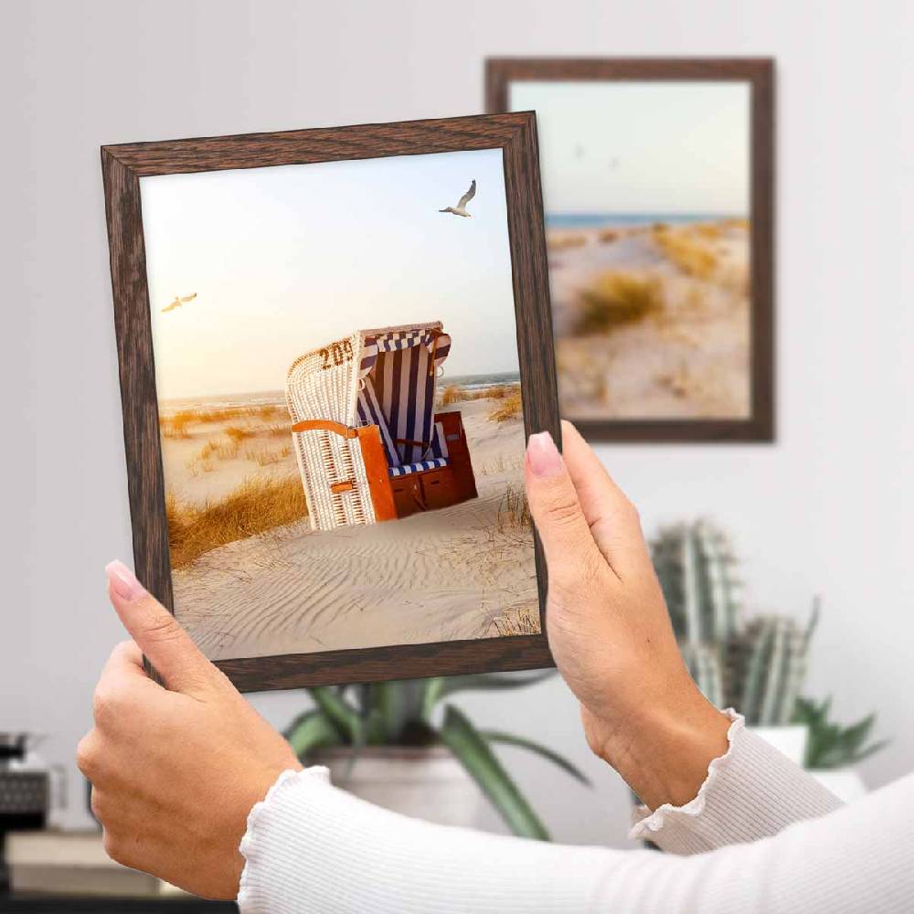 Photolini Holzrahmen Eiche Dunkel 2er Set 15x20 cm mit Acrylglas im Angebot