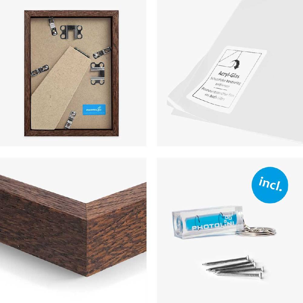 Photolini Holzrahmen Eiche Dunkel 2er Set 15x20 cm mit Acrylglas im Angebot