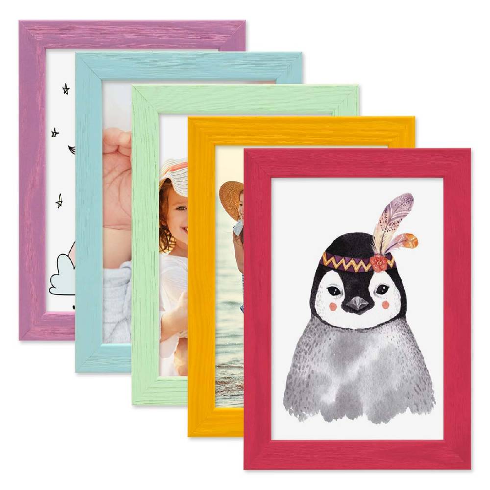 Photolini Bilderrahmen 5er Set Bunt 10x15 cm | Acrylglas