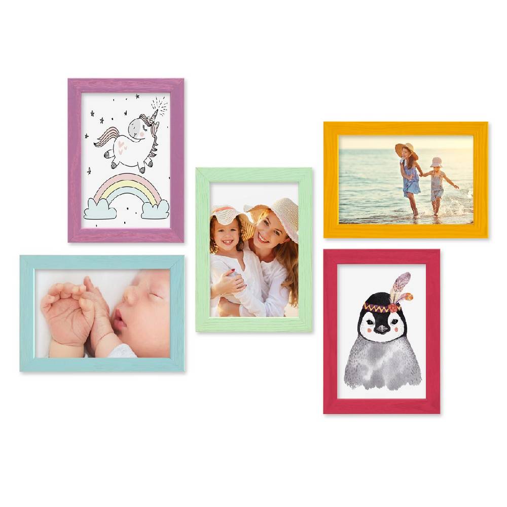 Photolini Bilderrahmen 5er Set Bunt 10x15 cm | Acrylglas Online Shopping