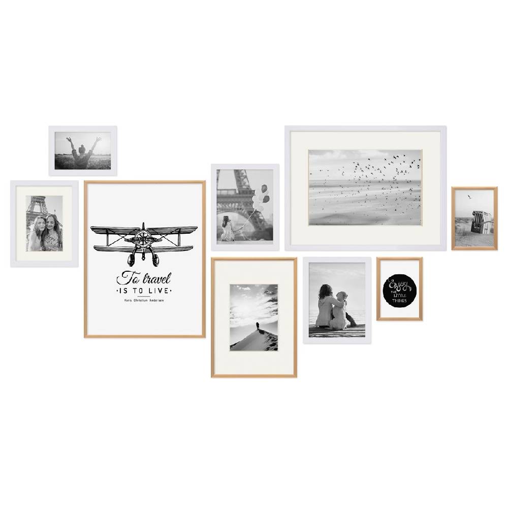 Photolini 9er Bilderrahmen-Set Weiss-Gold Preisnachlass