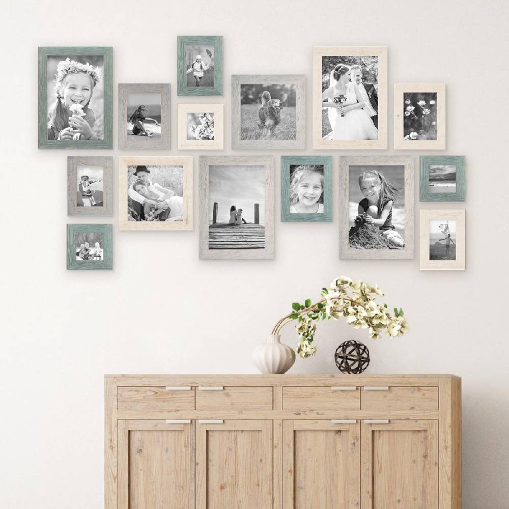 Photolini 15er Bilderrahmen-Set Strandhaus Rustikal