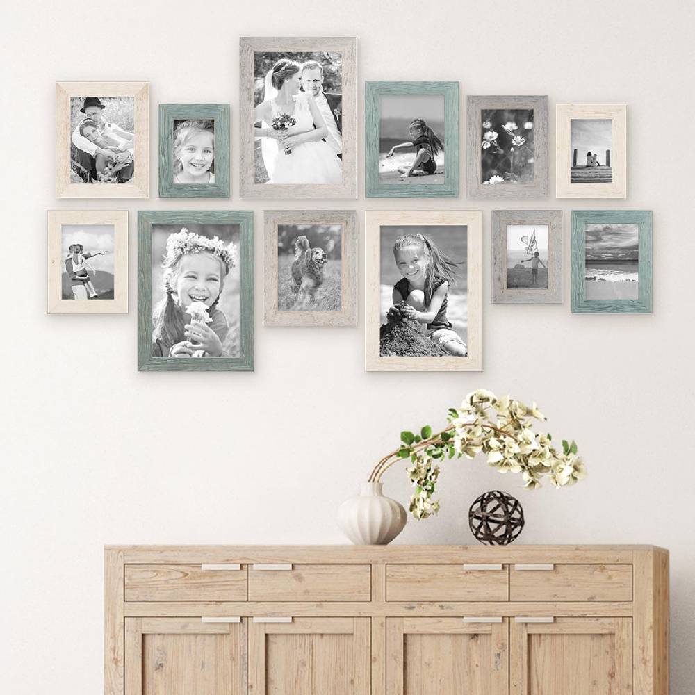 Photolini 12er Bilderrahmen-Set Strandhaus Rustikal