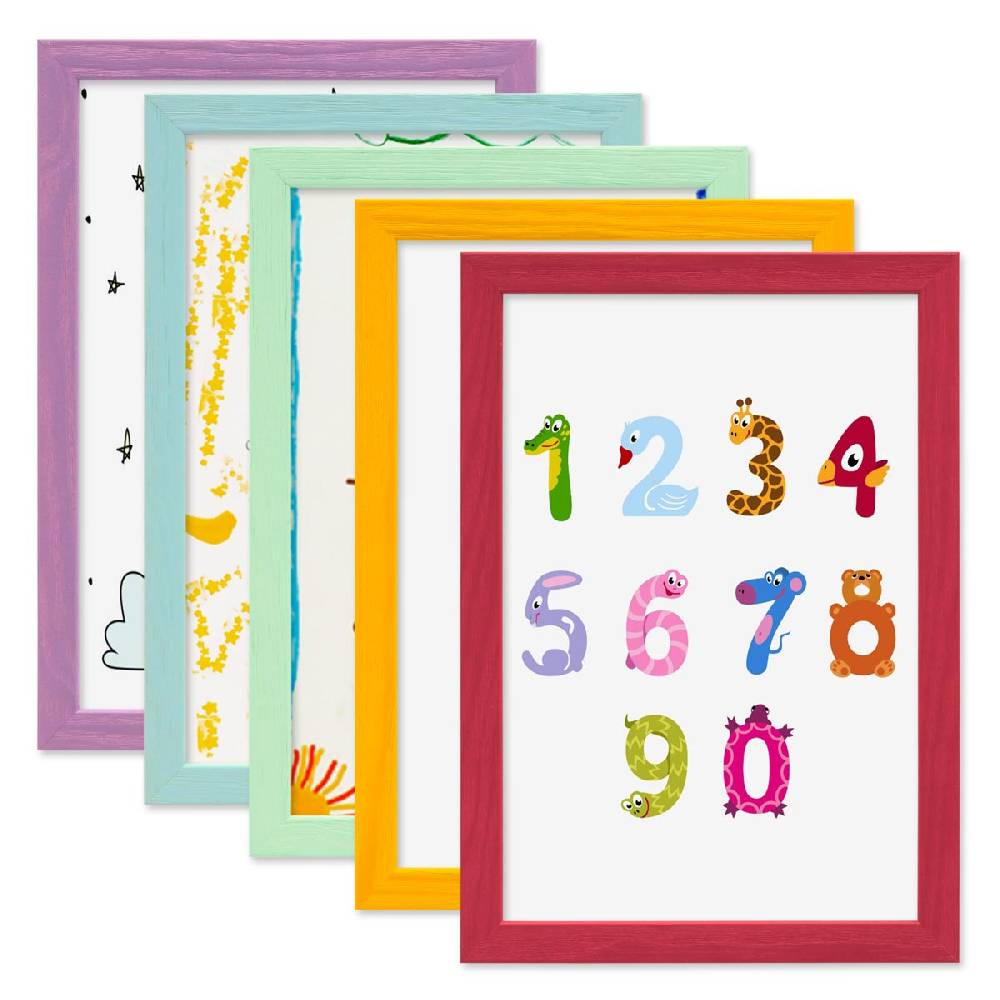 Photolini Bilderrahmen 5er Set Bunt A4 21x30 cm | Acrylglas