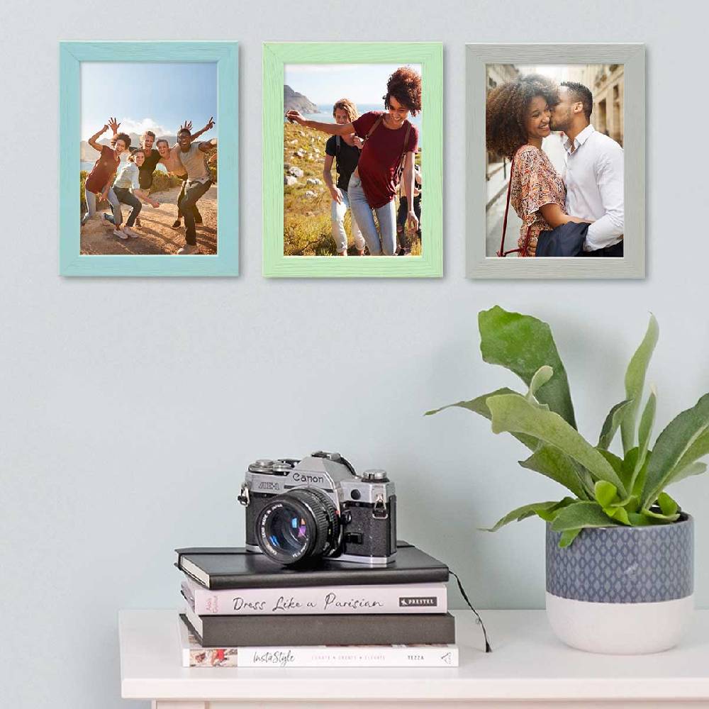 Photolini Bilderrahmen 3er Set Grün Blau Grau 13x18 cm | Acrylglas Heißer Verkauf