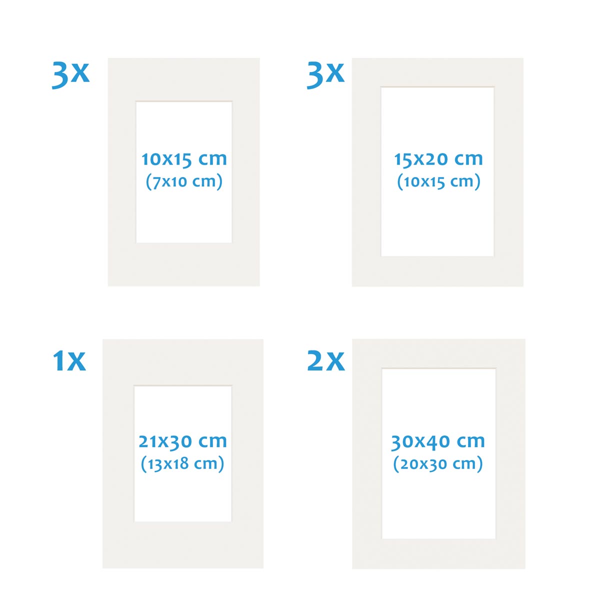 Photolini Passepartouts Creme-Weiß für 9er Rahmen-Set No.3 Exklusive Angebote