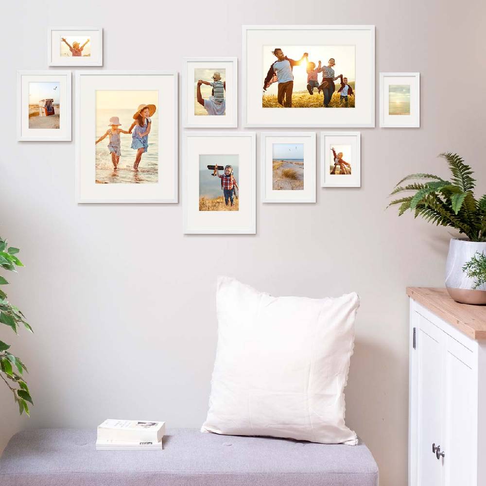 Photolini Passepartouts Creme-Weiß für 9er Rahmen-Set No.3 Exklusive Angebote