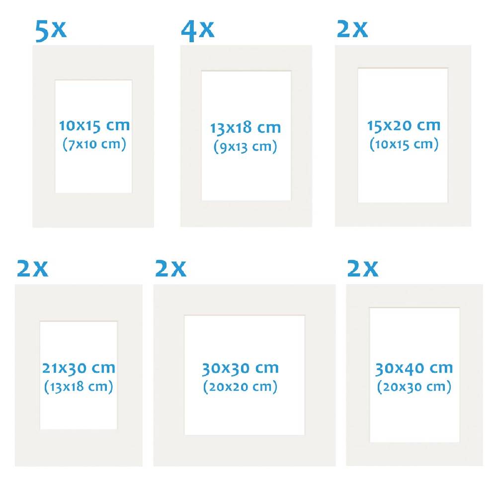 Photolini Passepartouts Creme-Weiß für 17er Rahmen-Set No.2 Blitzangebot