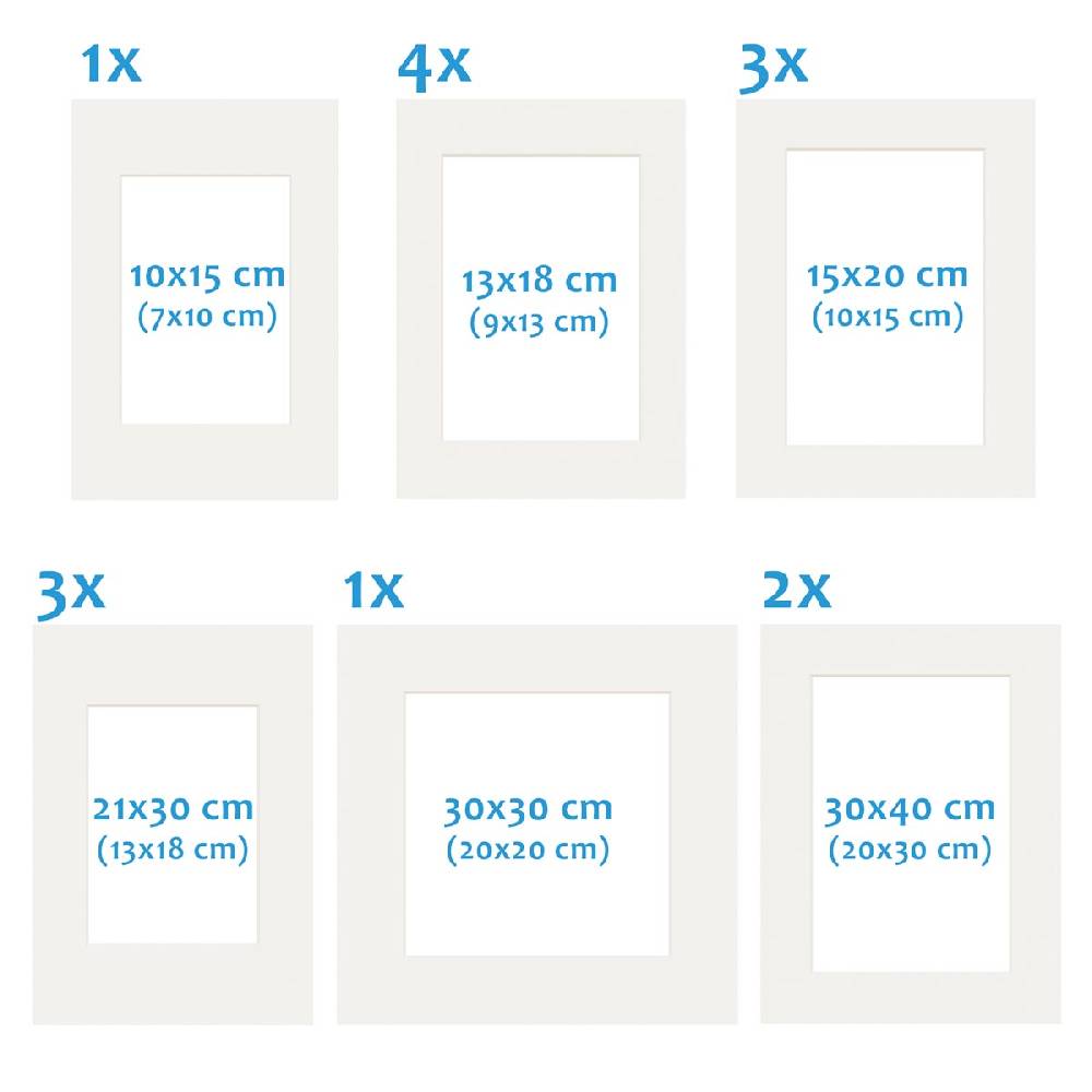 Photolini Passepartouts Creme-Weiß für 14er Rahmen-Set No.1 Neuheiten