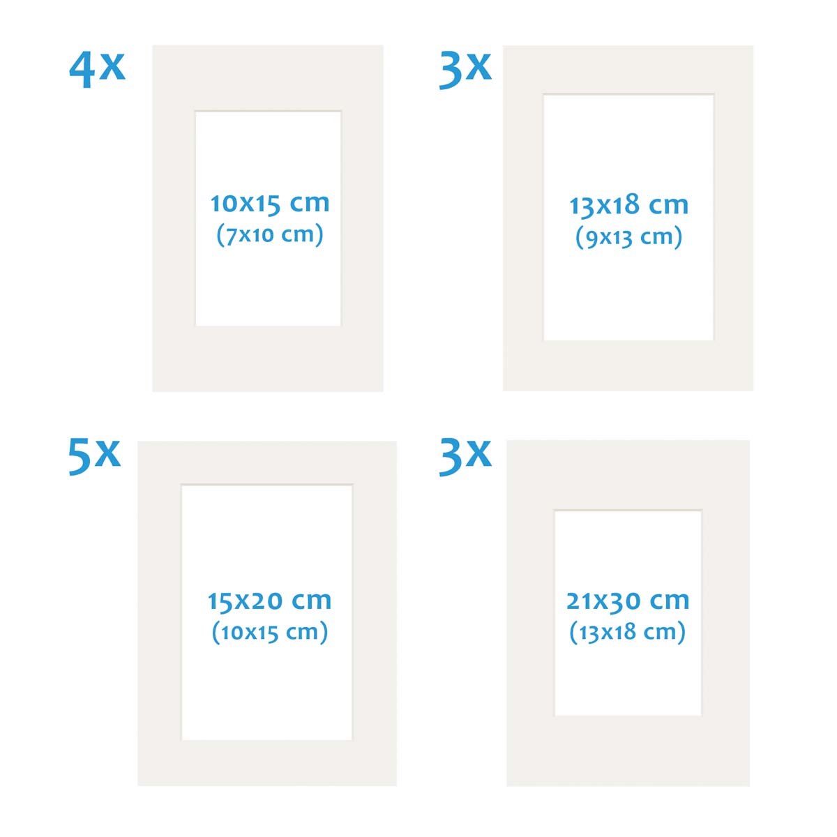 Photolini Passepartouts Creme-Weiß für 15er Rahmen-Set No.2 Treppenhängung Sonderangebote