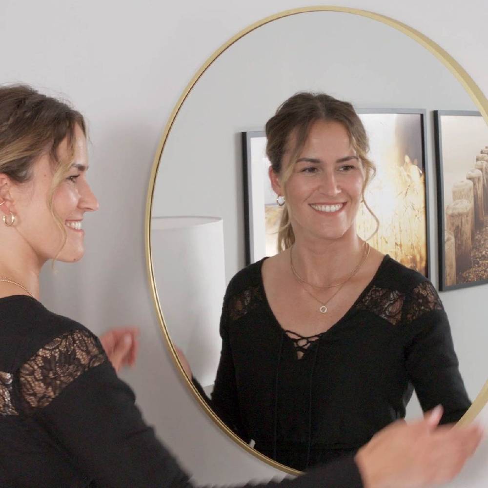 Photolini Spiegel Rund Gold mit Metallrahmen 70 cm Letzte 2 Tage