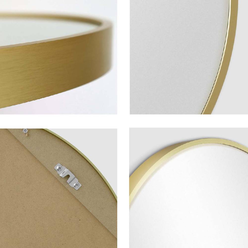 Photolini Spiegel Rund Gold mit Metallrahmen 70 cm Letzte 2 Tage