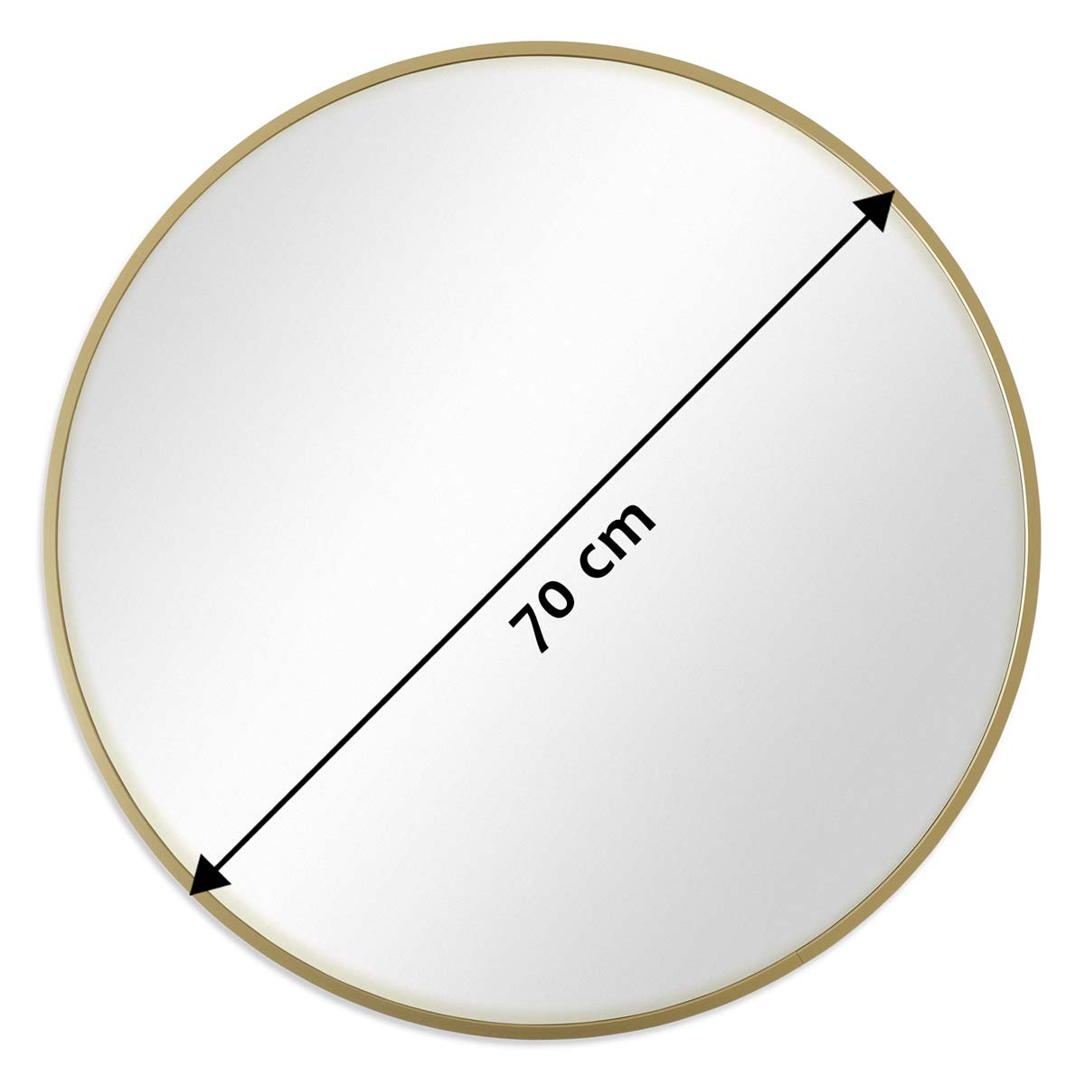 Photolini Spiegel Rund Gold mit Metallrahmen 70 cm Letzte 2 Tage