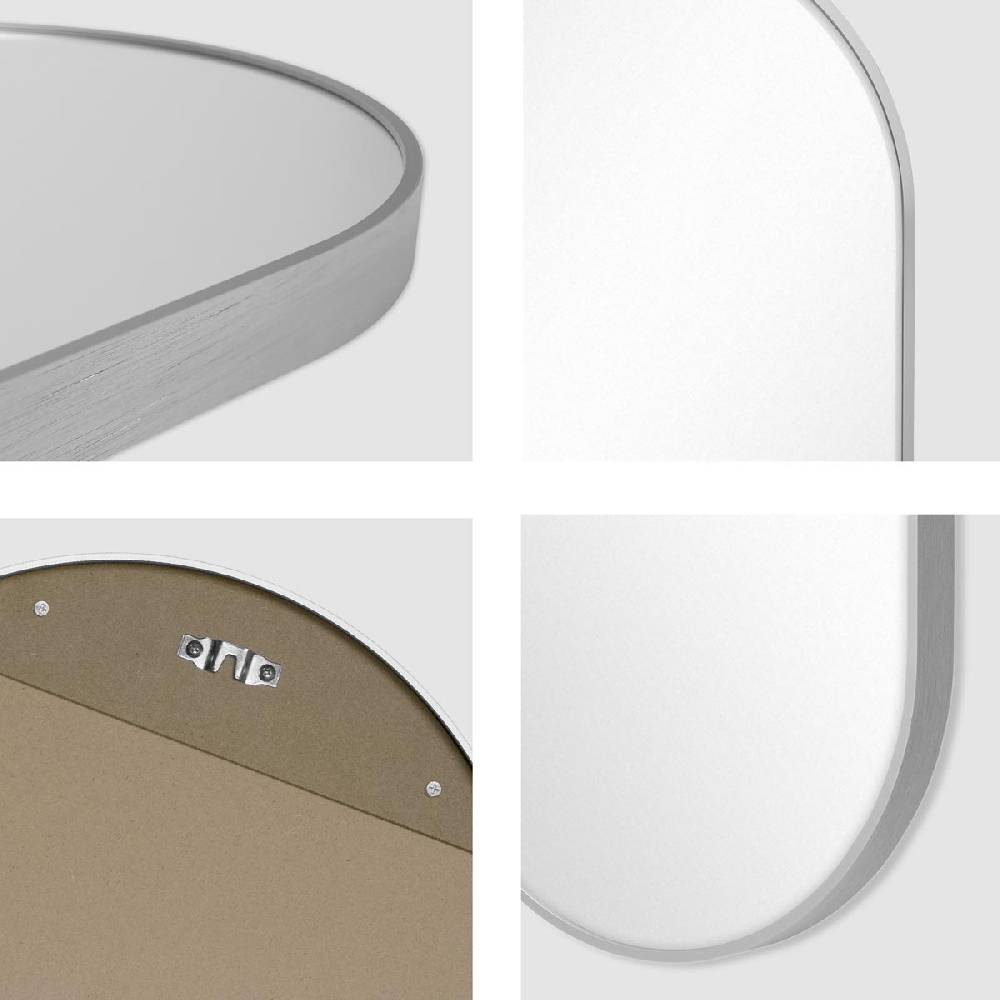 Photolini Spiegel Oval Silber mit Metallrahmen 40x80 cm Bis zu 60% Rabatt