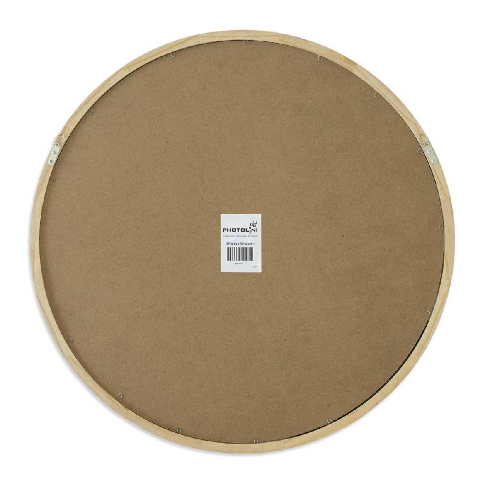Photolini Spiegel Holzrahmen Rund mit Ablage 60 cm Natur Sonderangebot der Fabrik