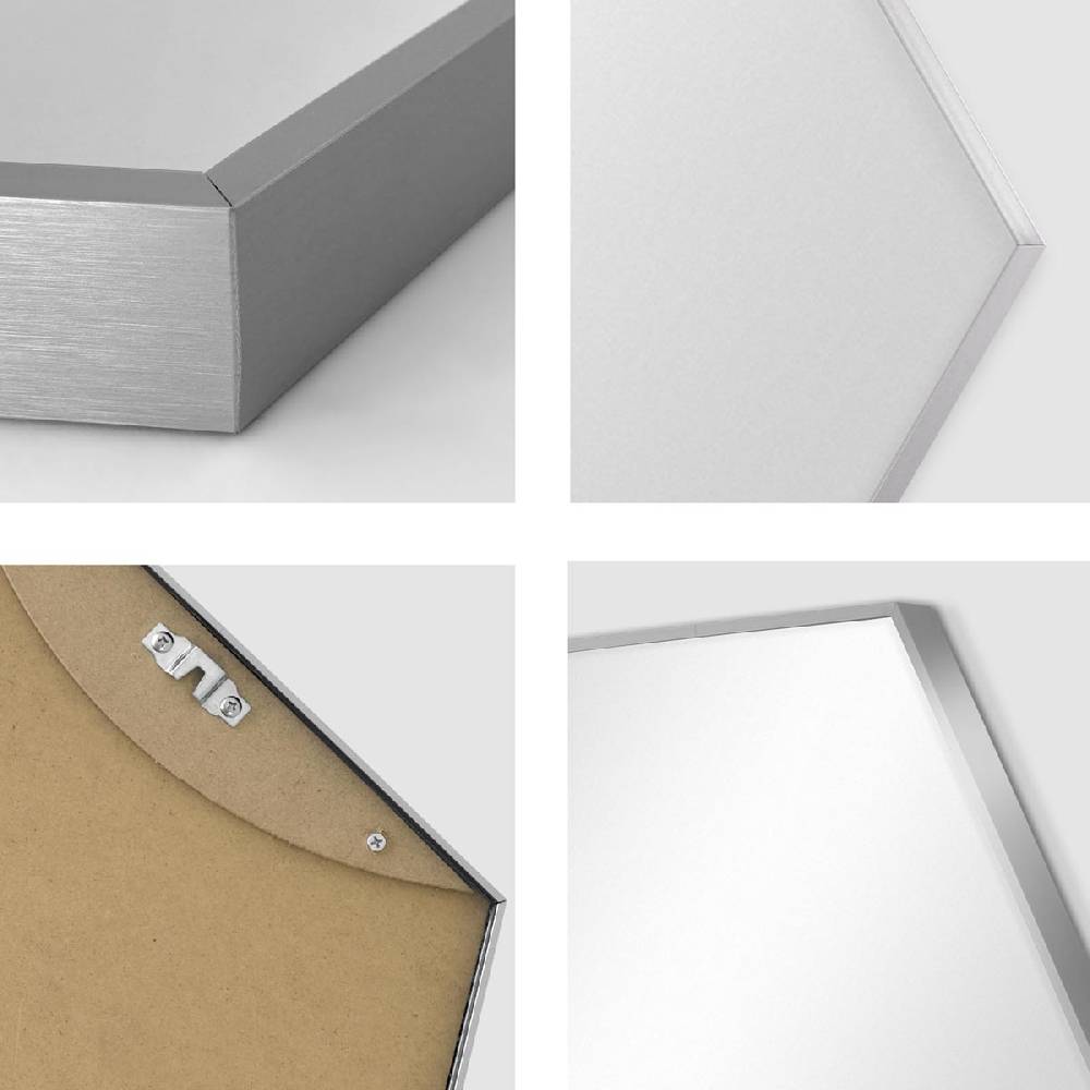 Photolini Spiegel Sechseckig Silber mit Metallrahmen 52x60 cm Bis zu 55% Rabatt