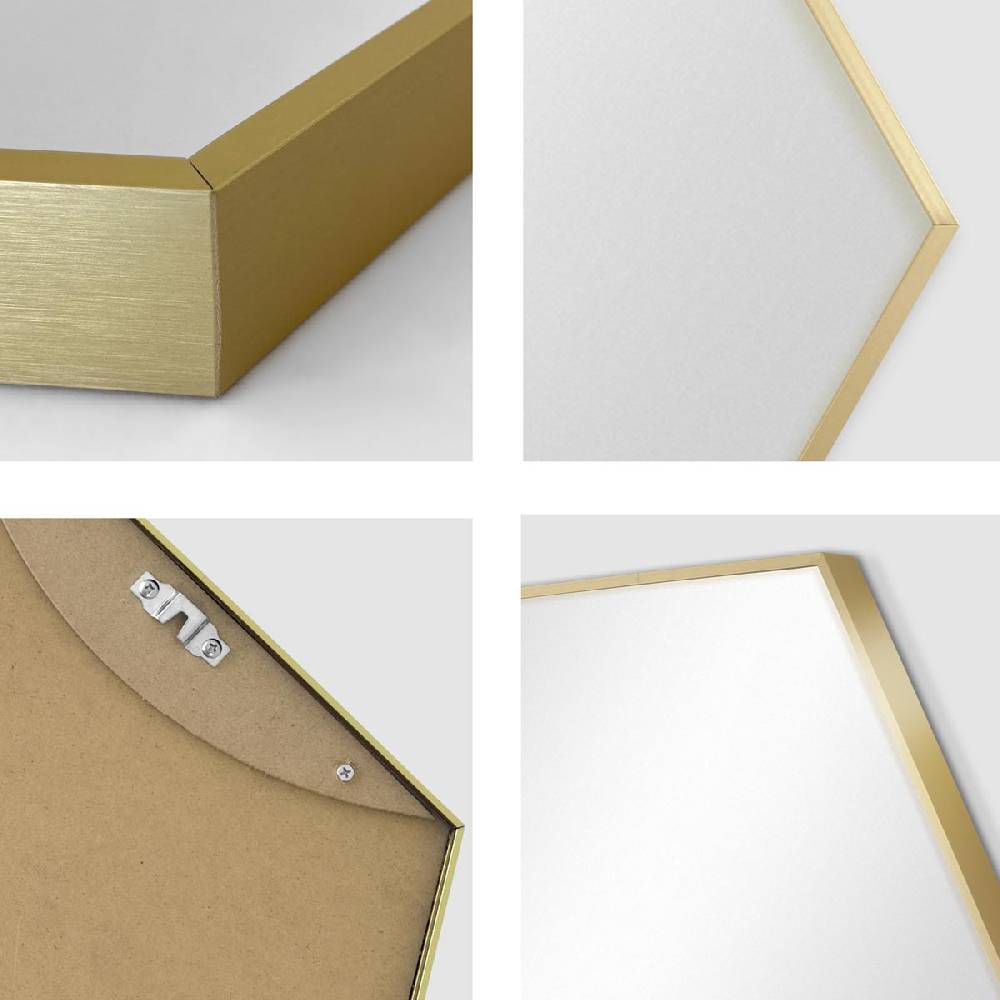 Photolini Spiegel Sechseckig Gold mit Metallrahmen 52x60 cm Discount Store für neue Produkte