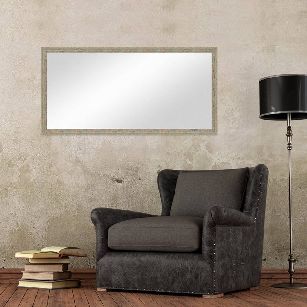 Photolini Wand-Spiegel 56x106 cm Grau-Grün Shabby-Chic Vintage / Spiegelfläche 50x100 cm Clearance-Verkauf