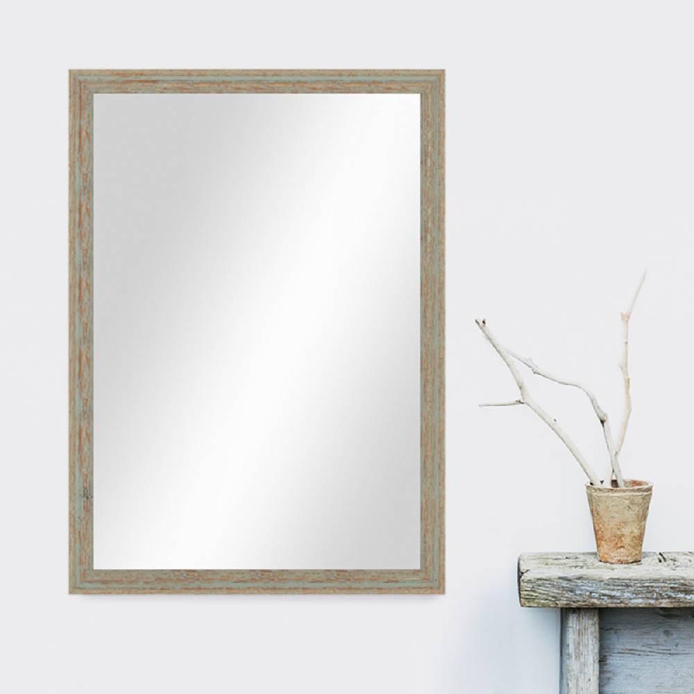Photolini Wand-Spiegel 56x76 cm Grau-Grün Shabby-Chic Vintage / Spiegelfläche 50x70 cm Fabrikladen