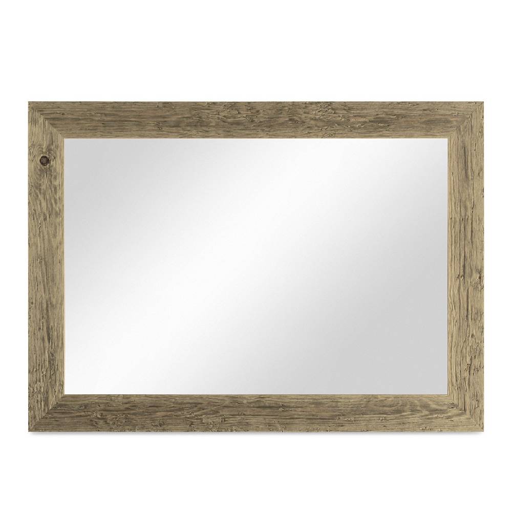 Photolini B-WARE: Wand-Spiegel 50x60 cm im Strandhaus-Stil Breit Eiche-Optik Rustikal / Spiegelfläche 40x50 cm Black Friday Preise
