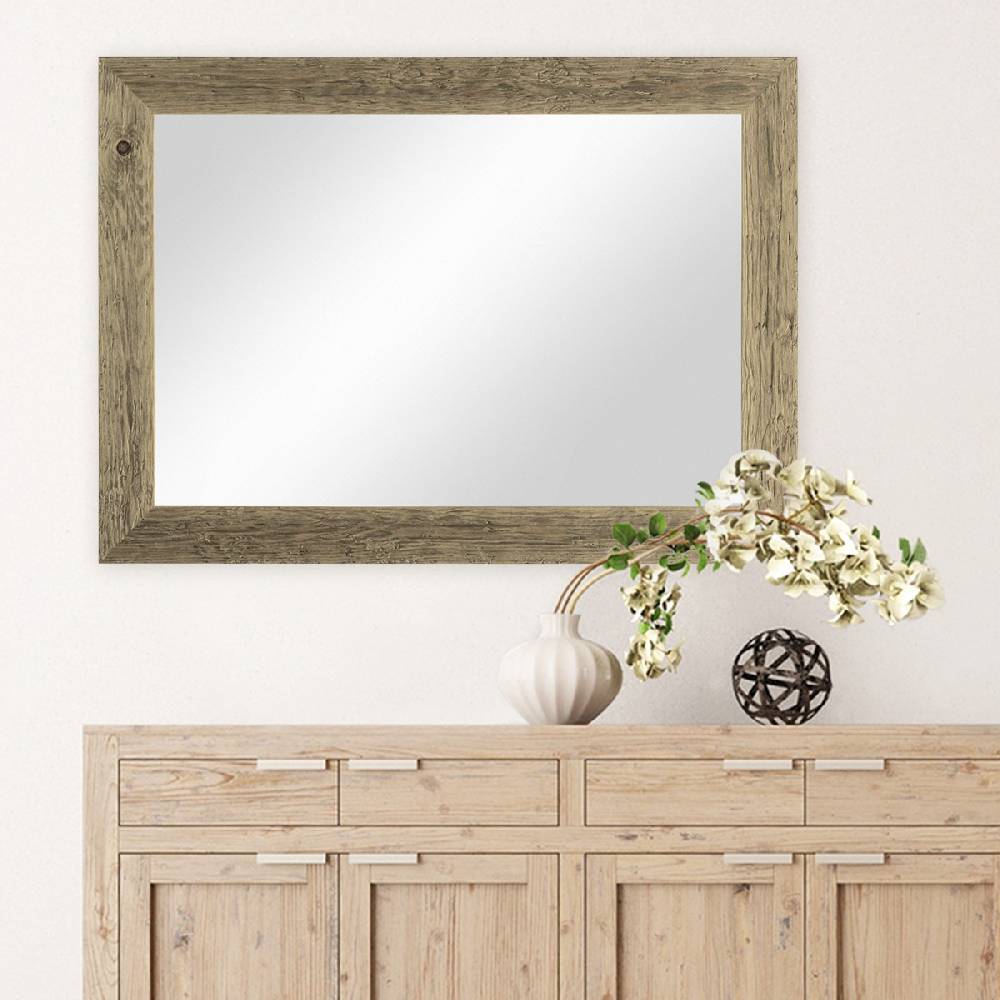 Photolini B-WARE: Wand-Spiegel 50x60 cm im Strandhaus-Stil Breit Eiche-Optik Rustikal / Spiegelfläche 40x50 cm Black Friday Preise