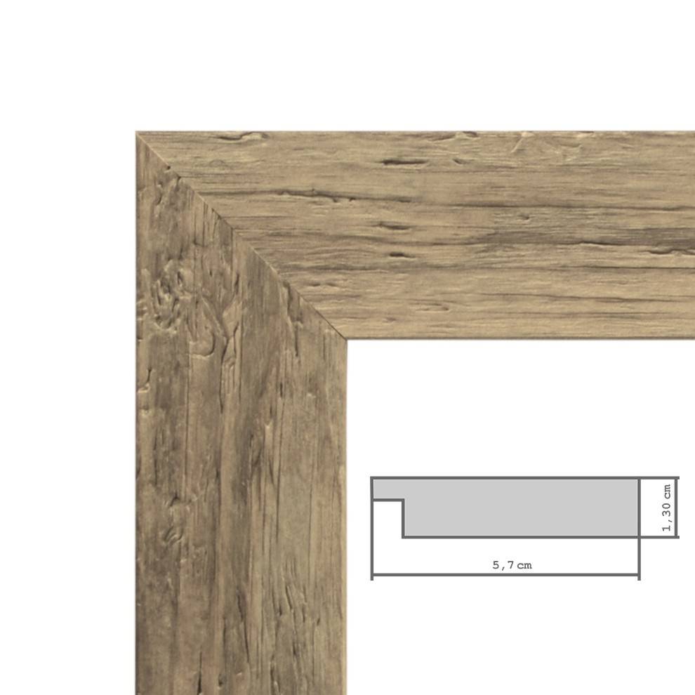 Photolini B-WARE: Wand-Spiegel 50x60 cm im Strandhaus-Stil Breit Eiche-Optik Rustikal / Spiegelfläche 40x50 cm Black Friday Preise