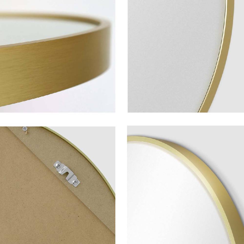 Photolini B-WARE: Spiegel Rund Gold mit Metallrahmen 50 cm zollfrei