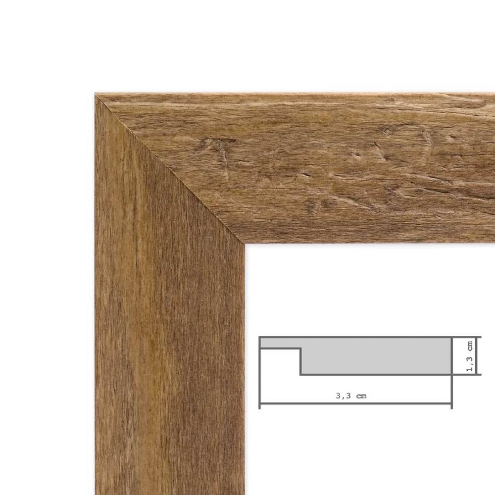 Photolini B-WARE: Wand-Spiegel 46x66 cm im Strandhaus-Stil Eiche-Optik Rustikal / Spiegelfläche 40x60 cm 50% Rabatt für begrenzte Zeit
