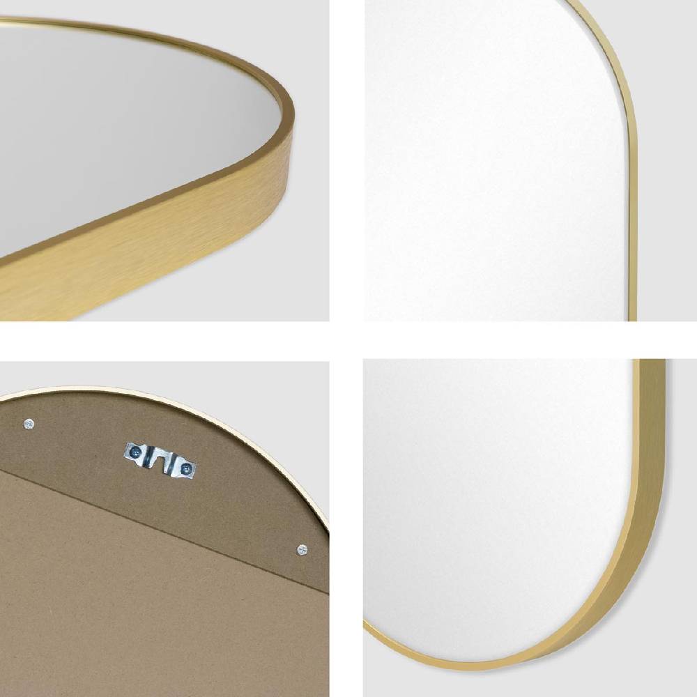 Photolini B-WARE: Spiegel Oval Gold mit Metallrahmen 40x80 cm im Angebot
