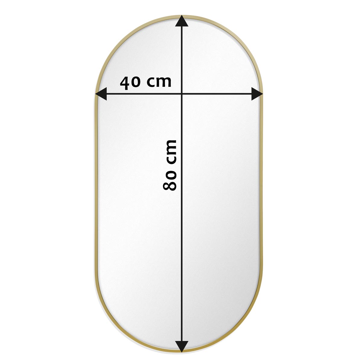 Photolini B-WARE: Spiegel Oval Gold mit Metallrahmen 40x80 cm im Angebot